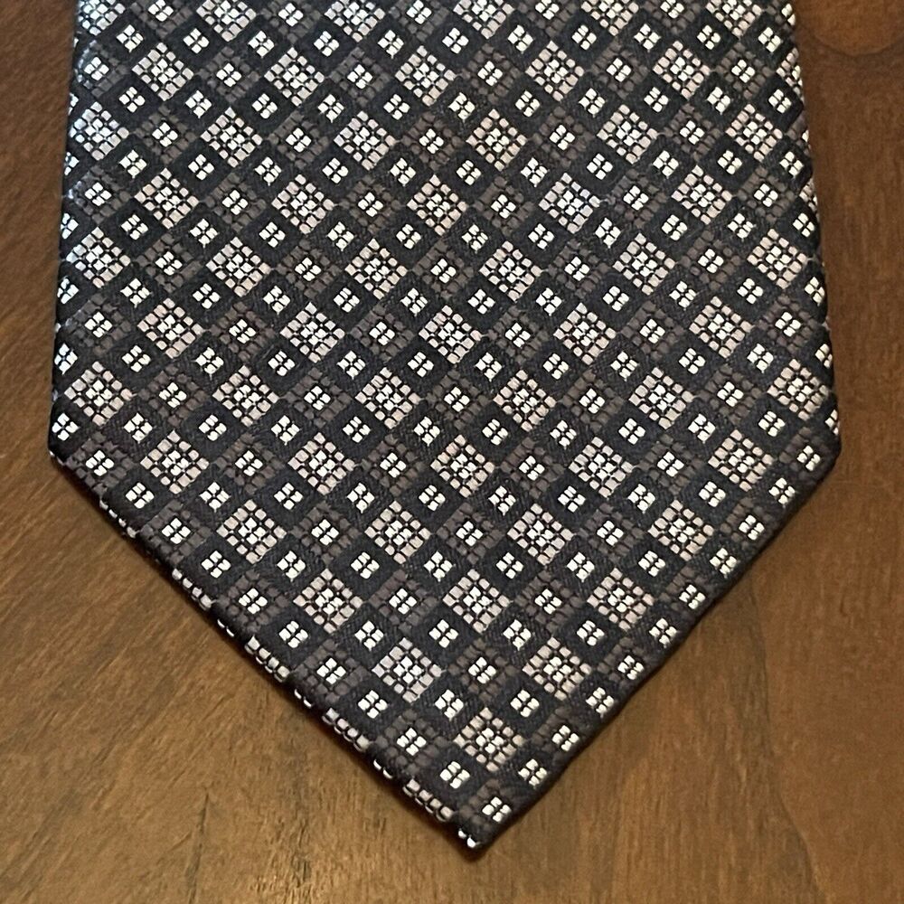 Pronto Uomo Black Gray 100% Silk Men’s Neck Tie Made In China